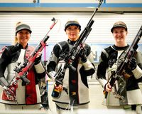 Die medaillengewinnerinnen mit dem Luftgewehr in Pilsen: (von links) Murielle Züger, Nele Stark und Katrin Grabowski. (Foto: Aleksander Wawrzynek)