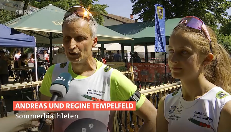 SWR begleitet Vater-Tochter-Duo Tempelfeld beim Sommerbiathlon