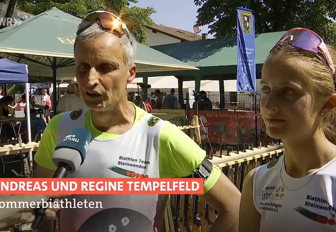 SWR begleitet Vater-Tochter-Duo Tempelfeld beim Sommerbiathlon