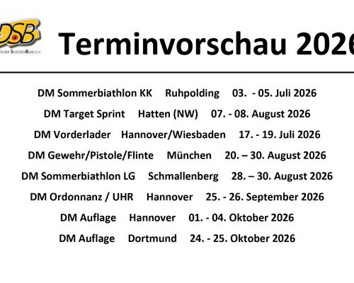 Termine Deutsche Meisterschaften 2026 veröffentlicht