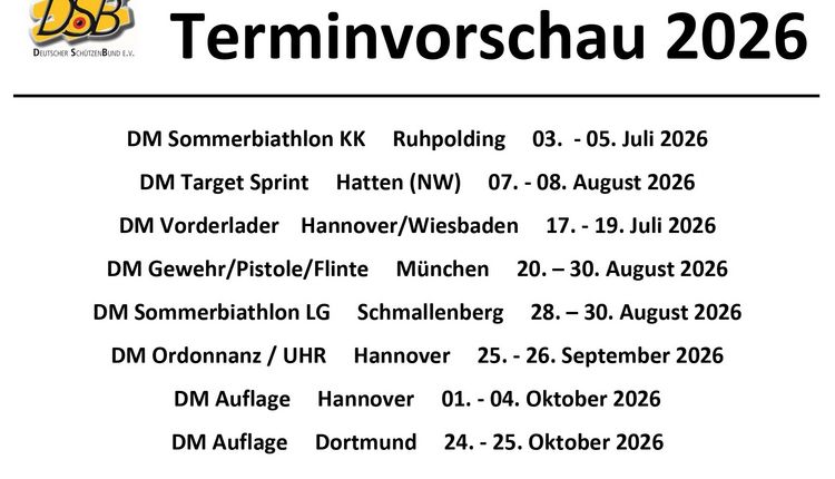 Termine Deutsche Meisterschaften 2026 veröffentlicht