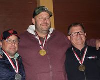 Thorsten Jany-Müller, Alexander Maul und Alexander Göggel (von links) sicherten sich die Medaillen in der Herrenklasse bei der Hessenmeisterschaft im FITASC Parcours. (Foto: Michael Eck)