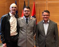 Hessens Ministerpräsident Boris Rhein mit Florian Peter und Detlef Glenz (von rechts). (Foto: DSB)