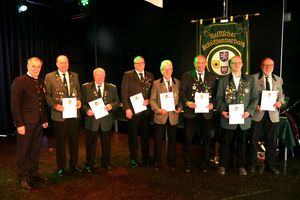 Das DSB-Ehrenkreuz in Bronze erhielten: Thomas Reinbold, Helmut Lind, Karsten Meiser, Manfred Zemke, Frank Döring, Sebastian Dänner und Stefan Kopytto. (Foto: Lutz Berger)