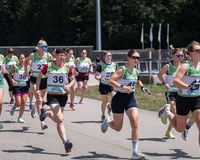 Ein Blick auf die Starterinnen während des Rennens bei den Deutschen Meisterschaften Sommerbiathlon in Ruhpolding. (Foto: DSB)
