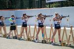 Die Juniorinnen an der Schießlinie bei der Deutschen Meisterschaft Target Sprint in Hatten. (Foto: DSB)